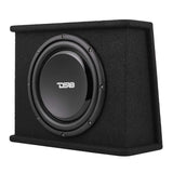 DS18 Single 12in Shallow Subwoofer and Enclosure 350 Watts RMS Amplified Sealed Black Carpet