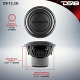 DS18 12in 1000 Watts RMS 2 ohm DVC High Excursion Subwoofer