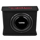 DS18 Single 10in Shallow Subwoofer and Enclosure 350 Watts RMS Amplified Sealed Black Carpet