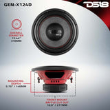 DS18 12in 450 Watts RMS 4 ohm DVC Subwoofer Ferrite Motor And Dual Voice Coils