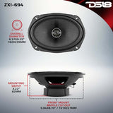 DS18 6x9in 120 Watts RMS 4 ohm 2-Way Coaxial Speaker w/ Kevlar Cones