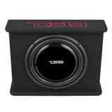 DS18 Single 12in Shallow Subwoofer and Enclosure 350 Watts RMS Amplified Sealed Black Carpet