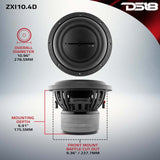 DS18 10in 800 Watts RMS 4 ohm DVC High Excursion Subwoofer