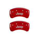 MGP 4 Caliper Covers Engraved Front & Rear JEEP Red finish silver ch